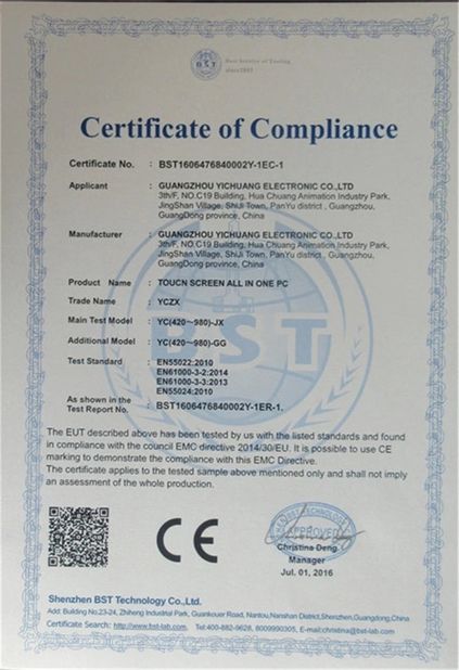 China Guangzhou Yichuang Electronic Co., Ltd. zertifizierungen